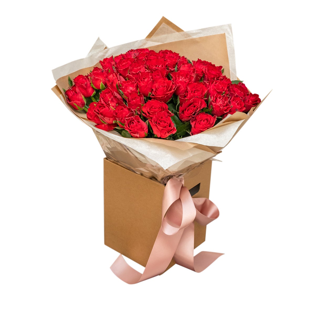 50 Hand-Tied Red Roses Bouquet