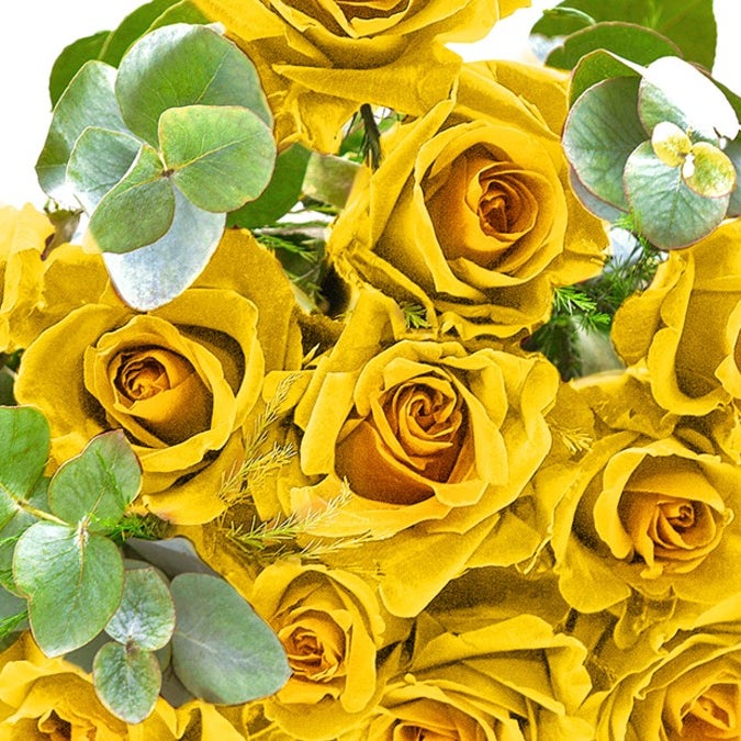 12 Hand-Tied Yellow Roses Bouquet