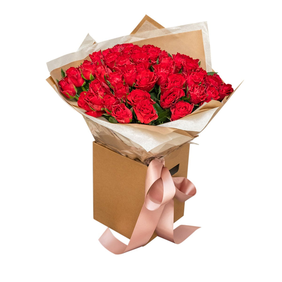 50 Hand-Tied Red Roses Bouquet