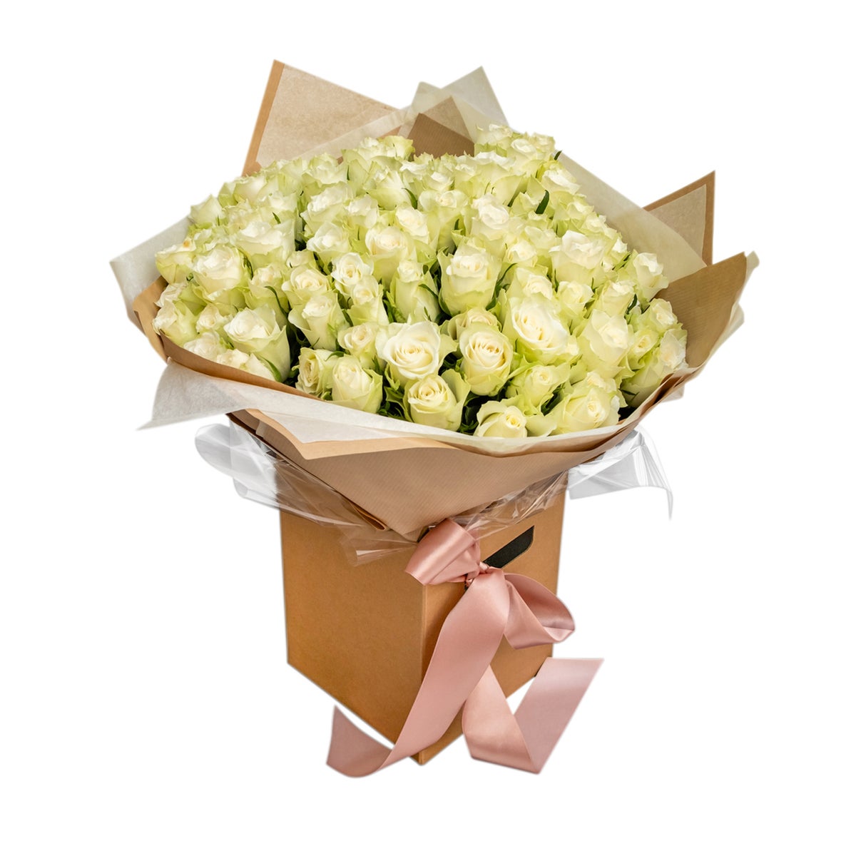 101 Hand-Tied White Roses Bouquet