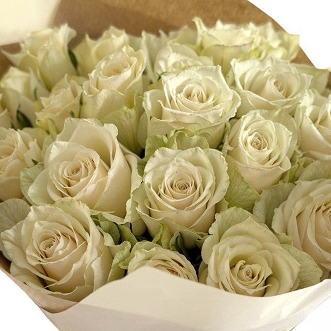 24 Hand-Tied White Roses Bouquet