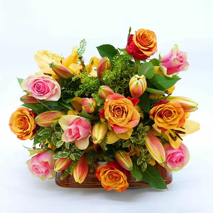 Peach Lily and Rose Bouquet