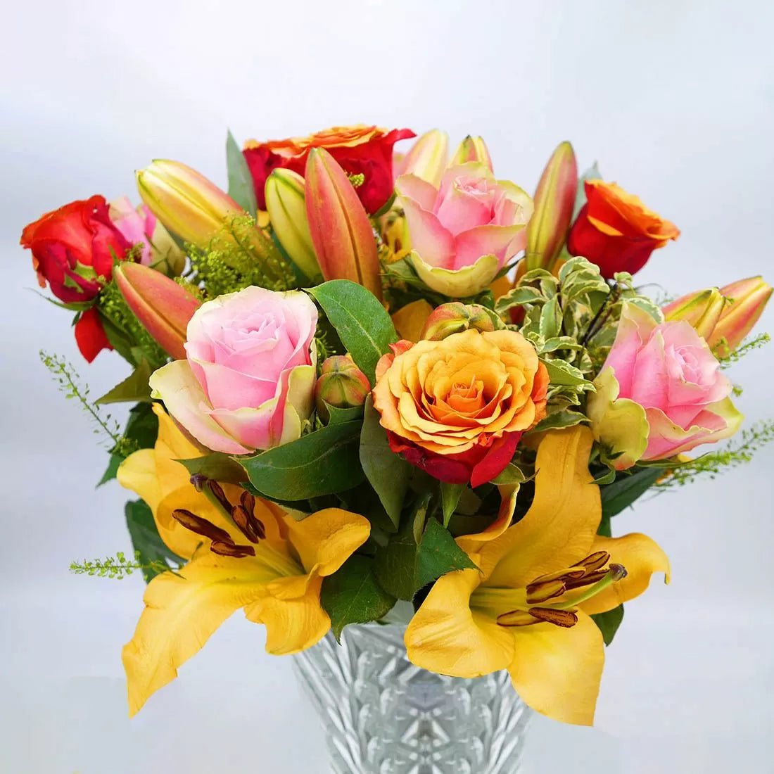 Peach Lily and Rose Bouquet